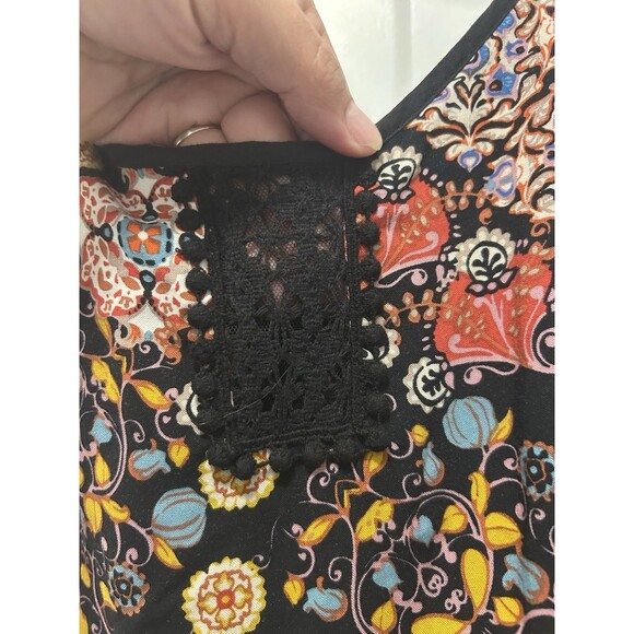 Band Of Gypsies Black Floral Strappy Bustier Cotton Minidress Size Medium Casual - Picture 4 of 6